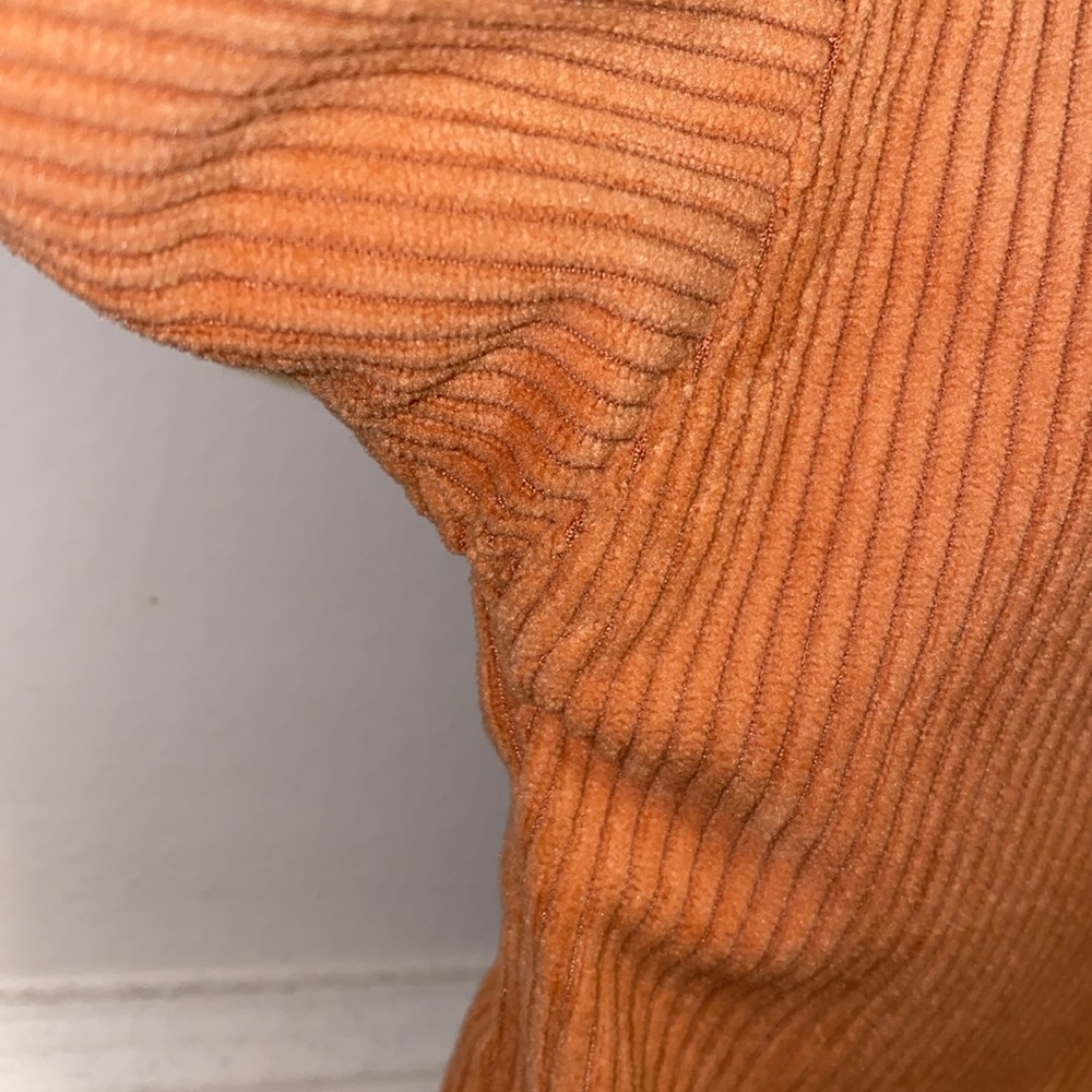 JURANMO Large Orange Corduroy Button Down Shacket Casual Shirt Chest Pocket - Picture 8 of 11